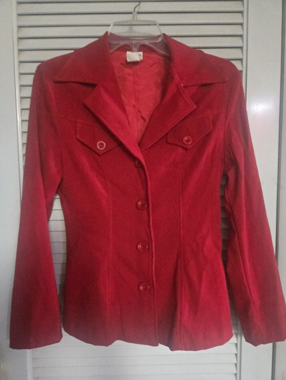 Women’s Vintage  70s Inspired Red Tailored Button-Front Jacket. Size Medium.